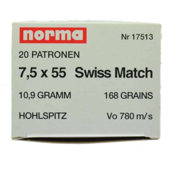 7.5x55 HPBT 168grs Norma